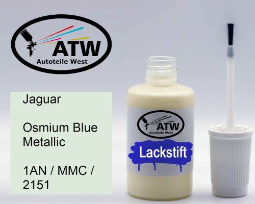Jaguar, Osmium Blue Metallic, 1AN / MMC / 2151: 20ml Lackstift, von ATW Autoteile West.